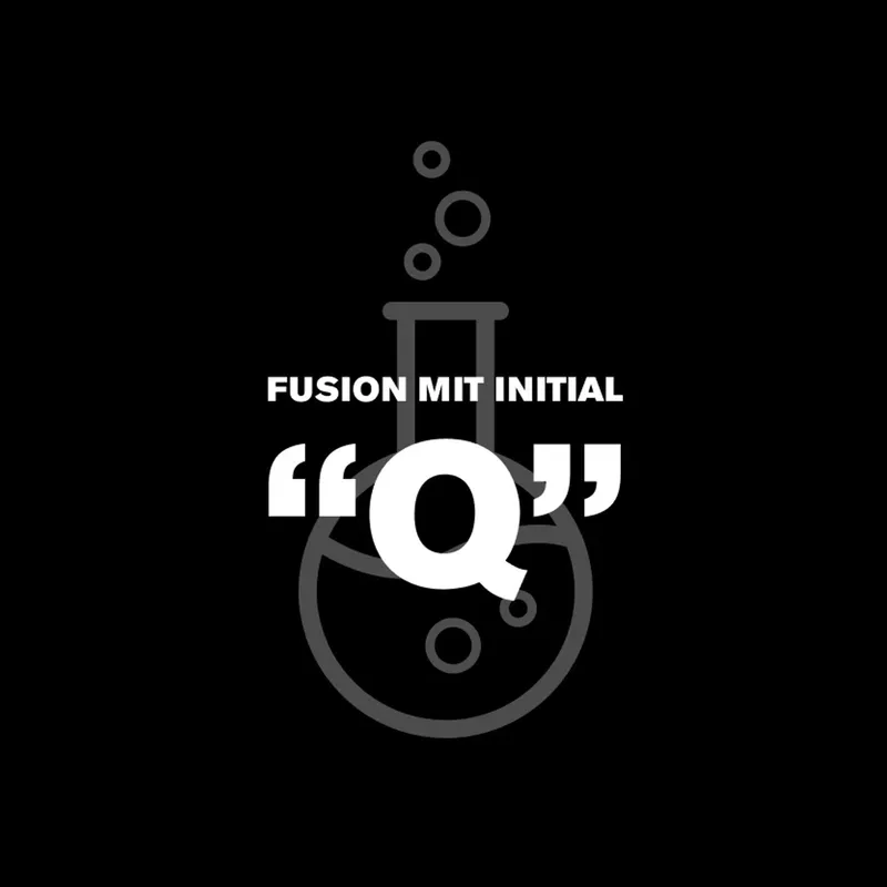Third step: the merger with the initial Q, shown as a laboratory flask