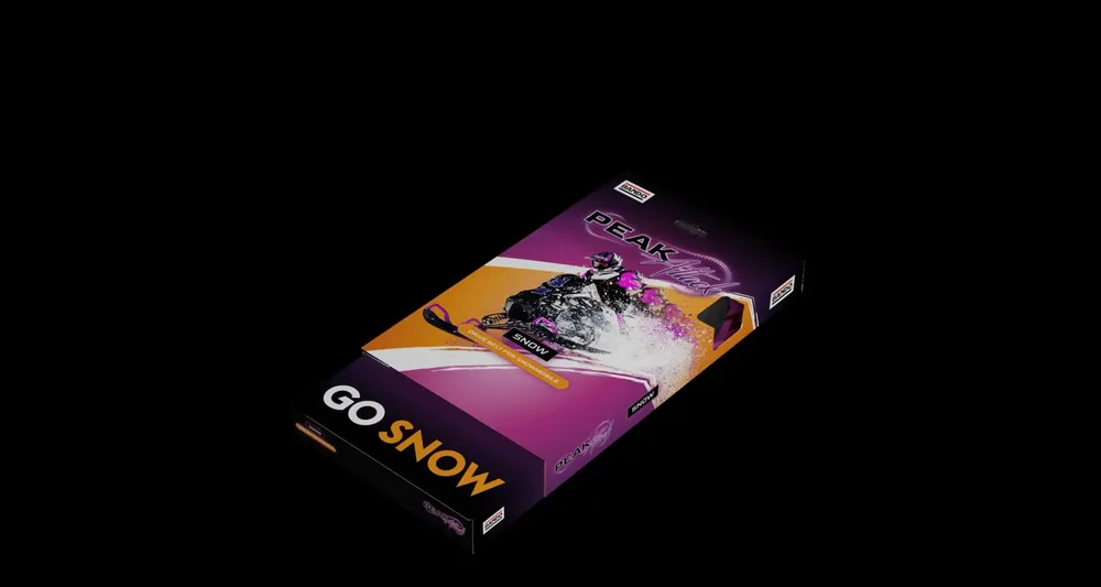 The packaging turns in space and shows how it folds