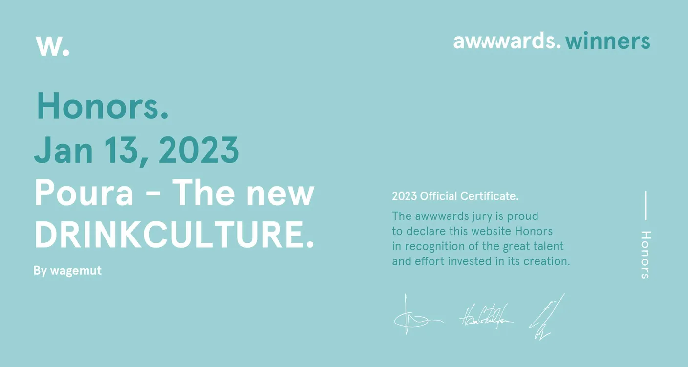 Certificate of the Awwwards honourable mention