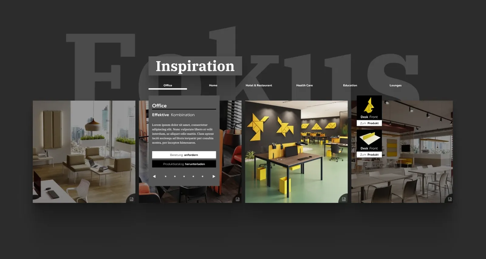 The page section “Inspiration” with four room examples side by side