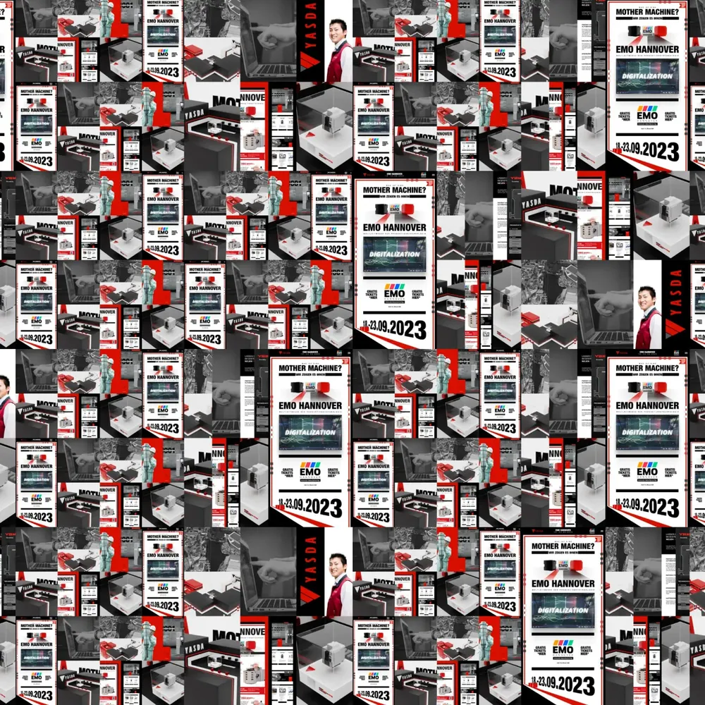 Collage of all the campaign imagery, ads and trade fair materials
