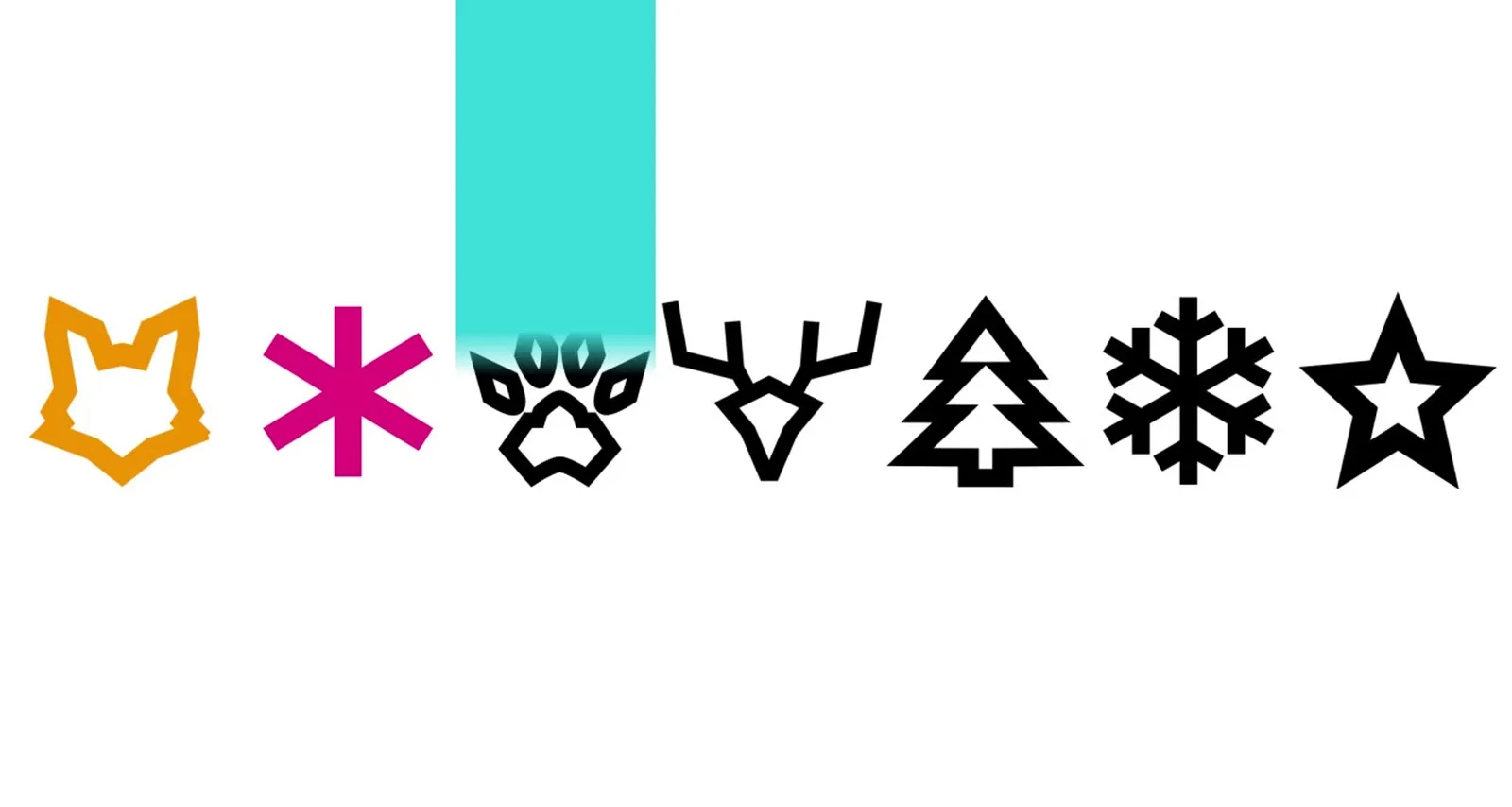 Animation in which icons and brand colors appear one after another