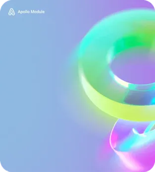 Blurred ring in green and turquoise on a blue gradient