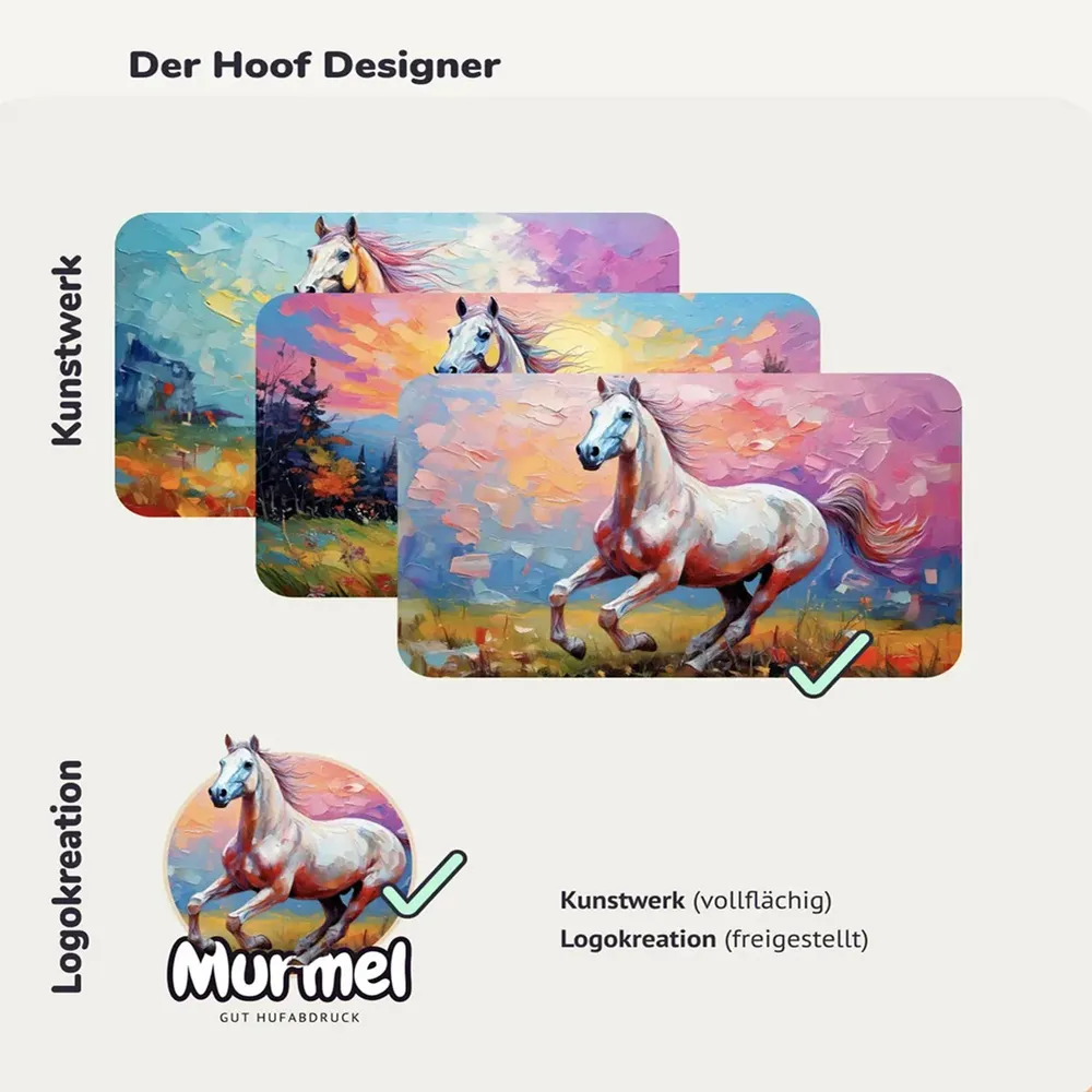 The two output routes in the designer: artwork across the full area or a cut-out logo creation