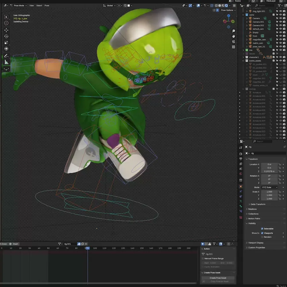 The modelling of the character in timelapse