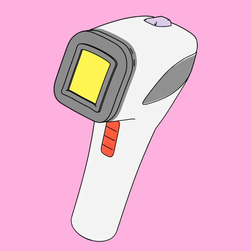The same laser head from another direction, window facing left