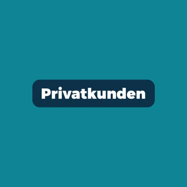 “Private customers” button in dark blue on turquoise