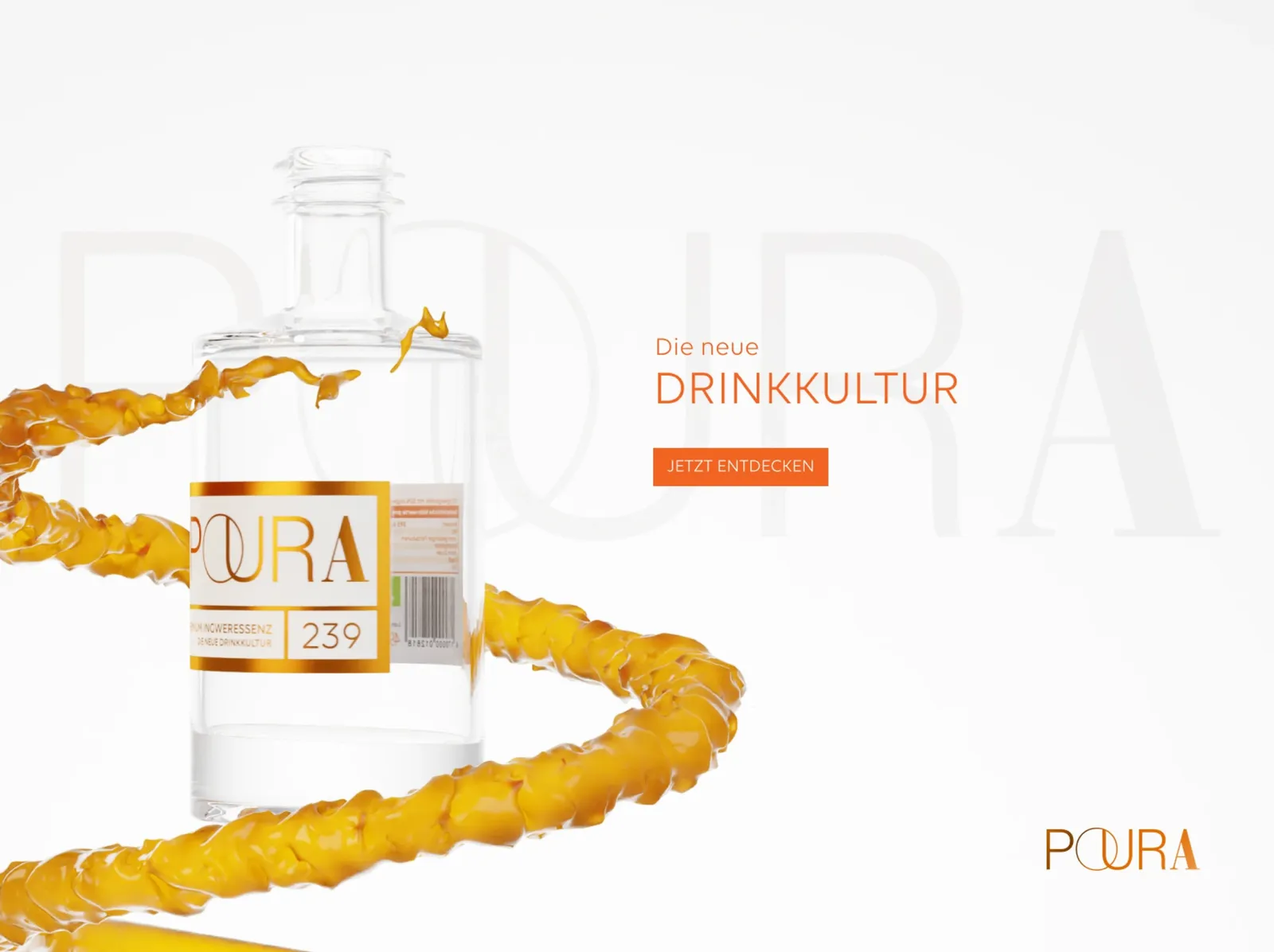 The page header: the bottle, wrapped in a golden ginger spiral, next to it “The new drinking culture”