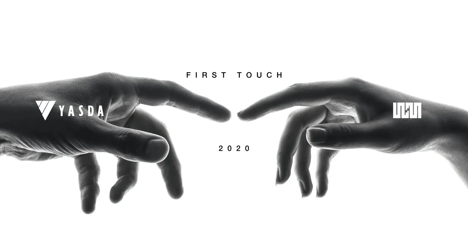 Two hands reaching out towards each other, the YASDA logo on the left, the WAGEMUT logo on the right