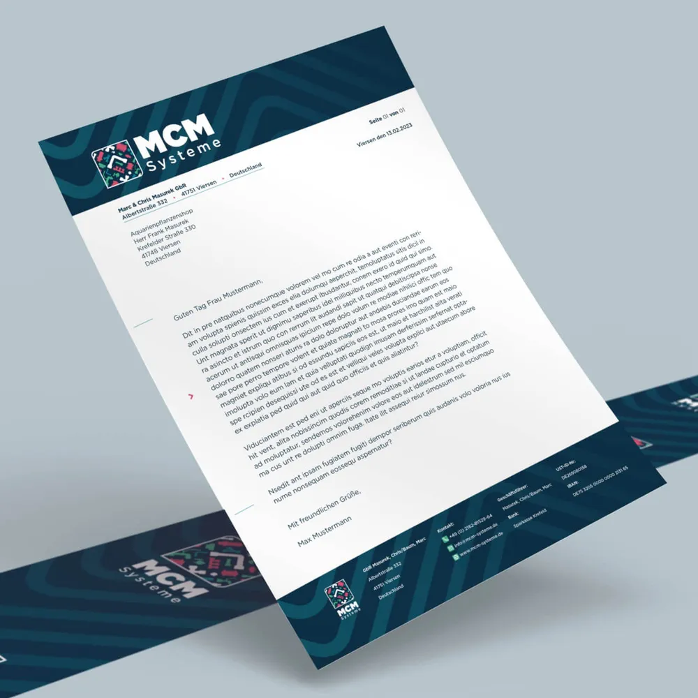 Letterhead with header and footer bar in the new design