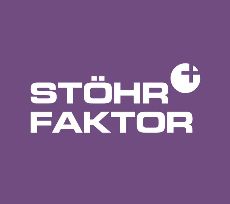 The “Stöhr Faktor” wordmark in white on a violet background