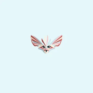 Logo variant for the Liv Dining Club: the feather fox mask on its own as the mark, on light blue