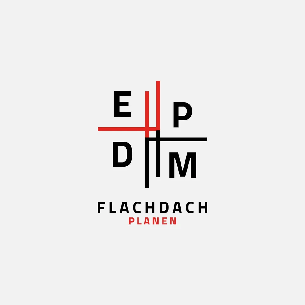 The same logo in black and red on white