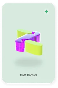 Icon card “Cost Control” with a folded ribbon