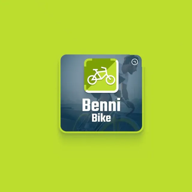 Animation of the app icons, showing “Benni Bike” on green