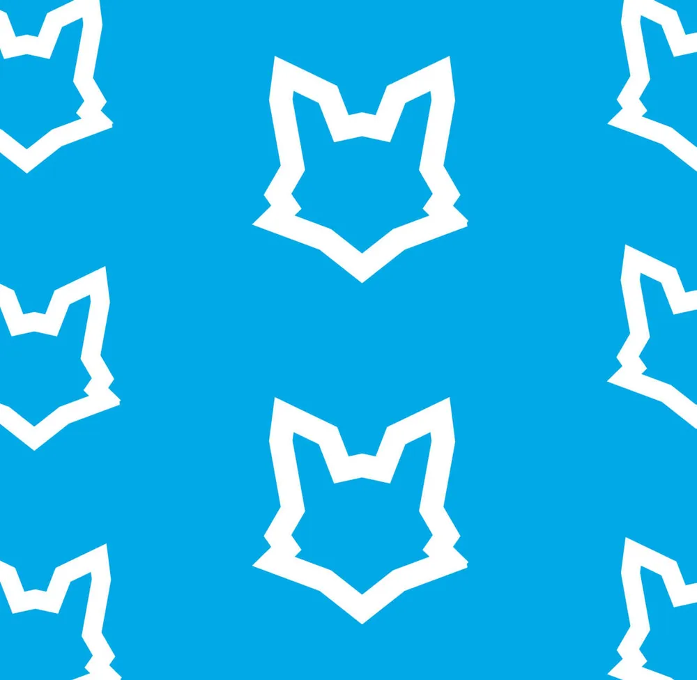 Pattern swatch with white fox heads on blue