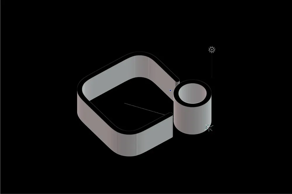 The emblem in the 3D software, still as a wireframe model