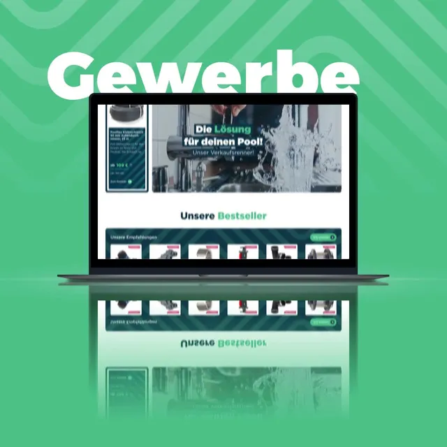 The homepage for trade customers on a laptop, in green