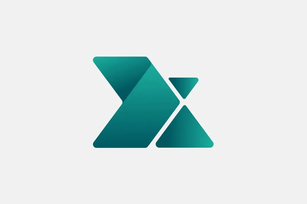 The symbol large: two interlocking shapes in a green gradient