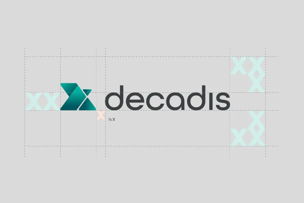 The wordmark with its clear space, backed by the light pattern of the mark