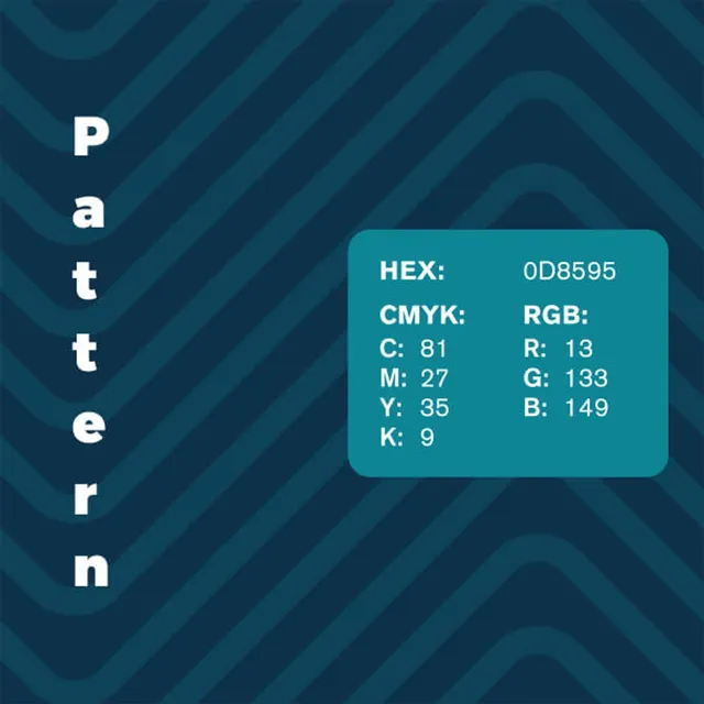 Pattern swatch in turquoise with the color value 0D8595