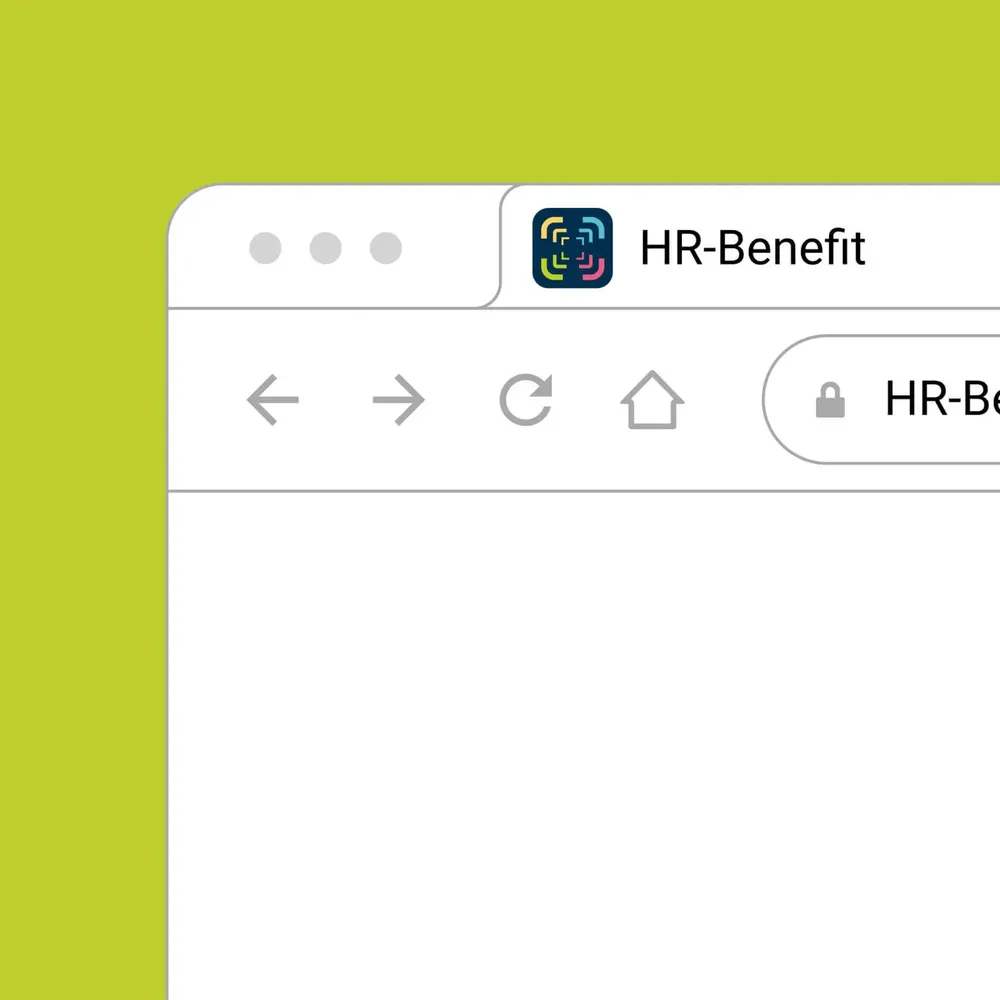 Browser tab with the brand's favicon, on a green background