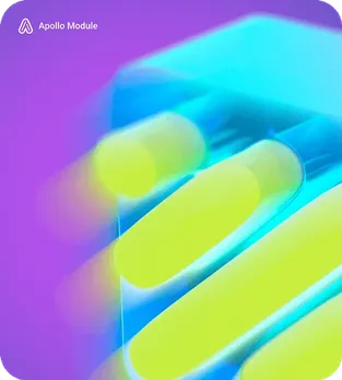 Blurred 3D capsules in lime on a violet gradient