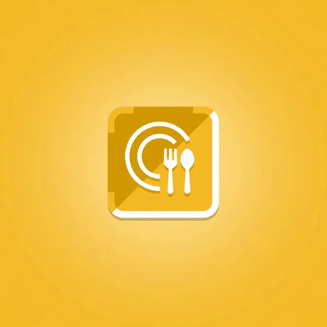 “Benni Food” icon: a plate with cutlery, white on yellow