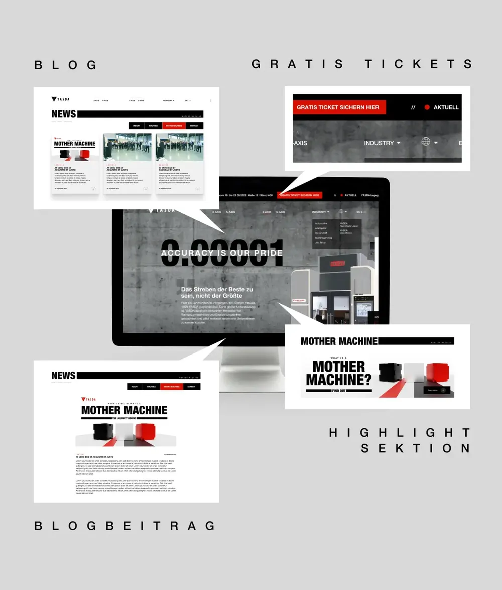 Overview of the new website building blocks: blog, free tickets, highlight section