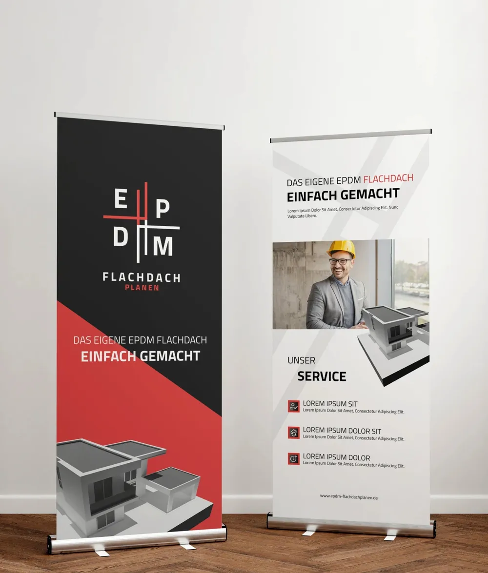 Two roll-ups in the new design: “Your own EPDM flat roof made easy”