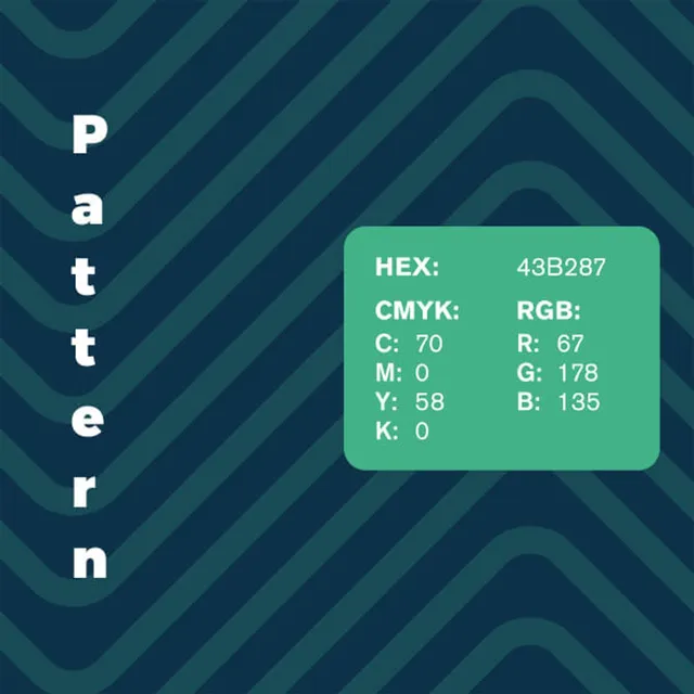 Pattern swatch in green with the color value 43B287