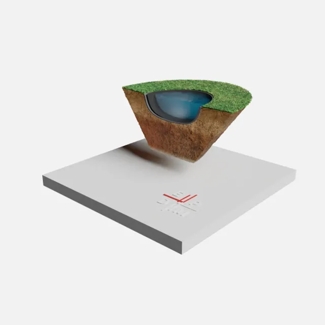 3D asset: a cross-section of the ground with pond liner