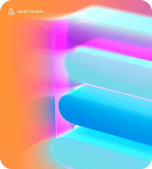 Blurred capsules in turquoise on an orange and pink gradient
