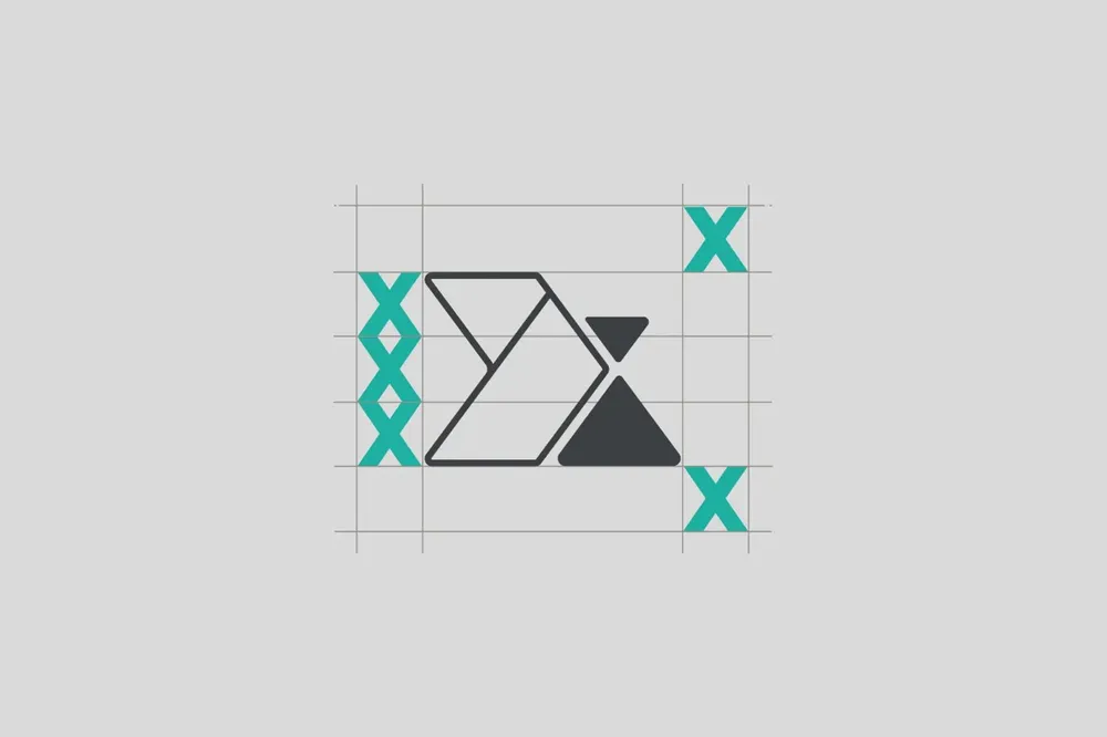 The symbol in the construction grid with guides