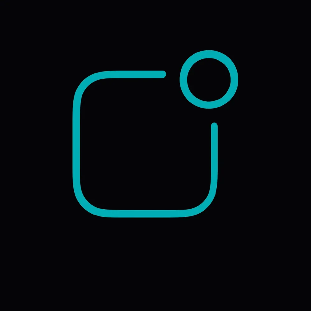 The delivered 2D logo: a turquoise outline made of a square and a circle