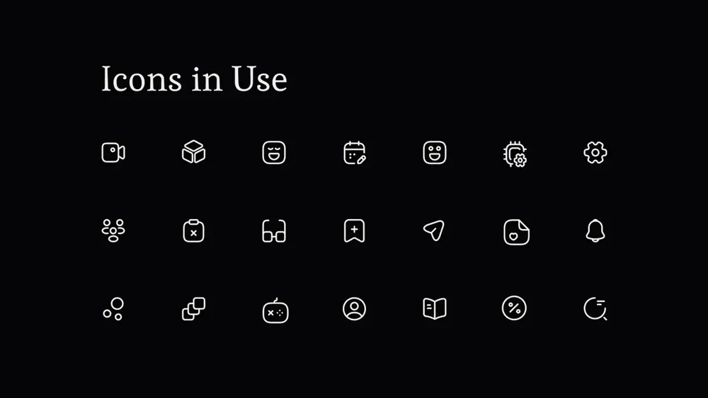 The icon family: twenty-one line icons for search, shortlist, account and subscription