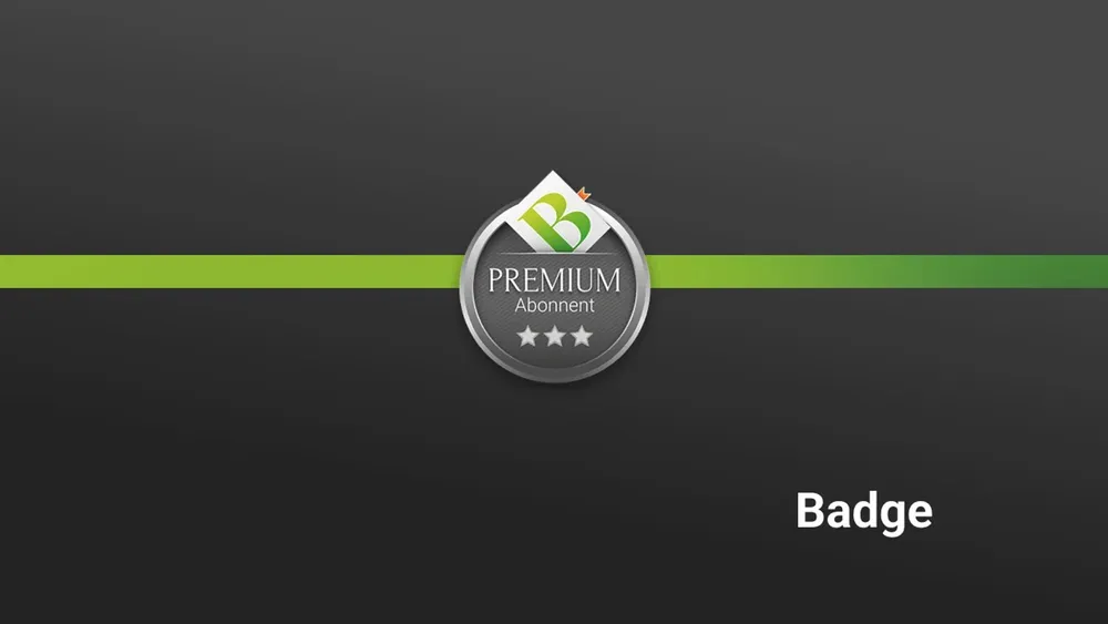 The badge “Premium Subscriber” with three stars and the brandmark