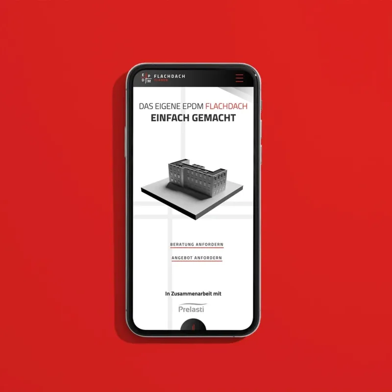 Mobile home page with the 3D model of a flat roof