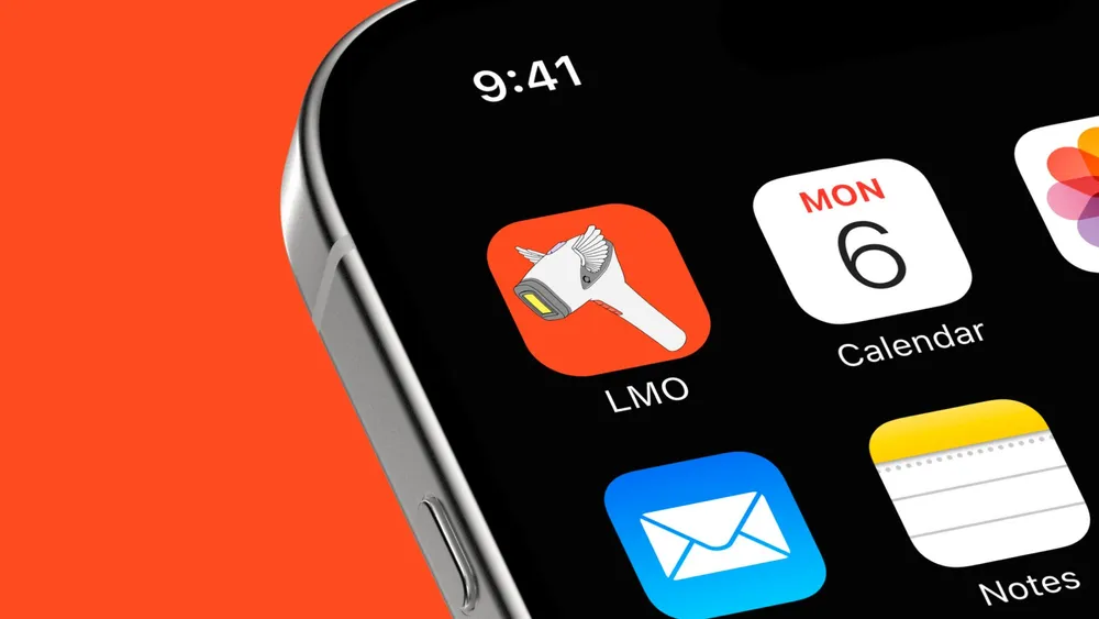 App icon with the winged laser head on a smartphone home screen