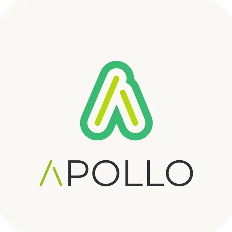 APOLLO logo in green with the wordmark on a light background
