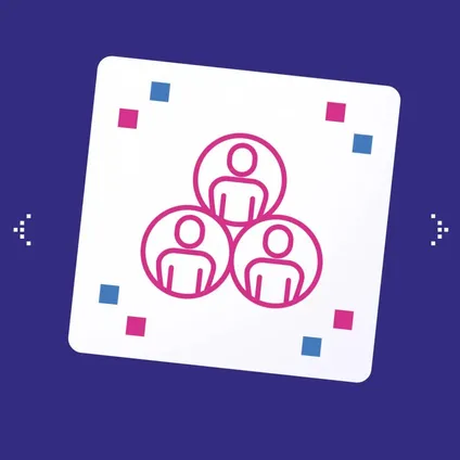 Icon tile: three people as a group — for consulting as a partnership