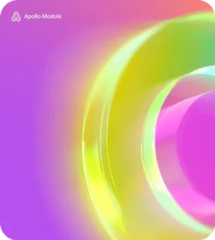 Blurred loop in lime on a violet background
